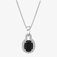 Womens Genuine Black Onyx Sterling Silver 18 Inch Pendant Necklace