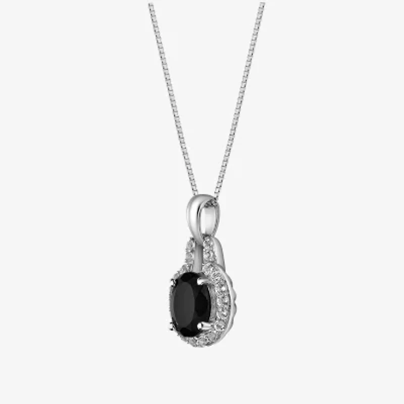 Womens Genuine Black Onyx Sterling Silver 18 Inch Pendant Necklace