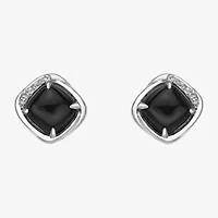 Genuine Black Onyx Sterling Silver 9mm Stud Earrings