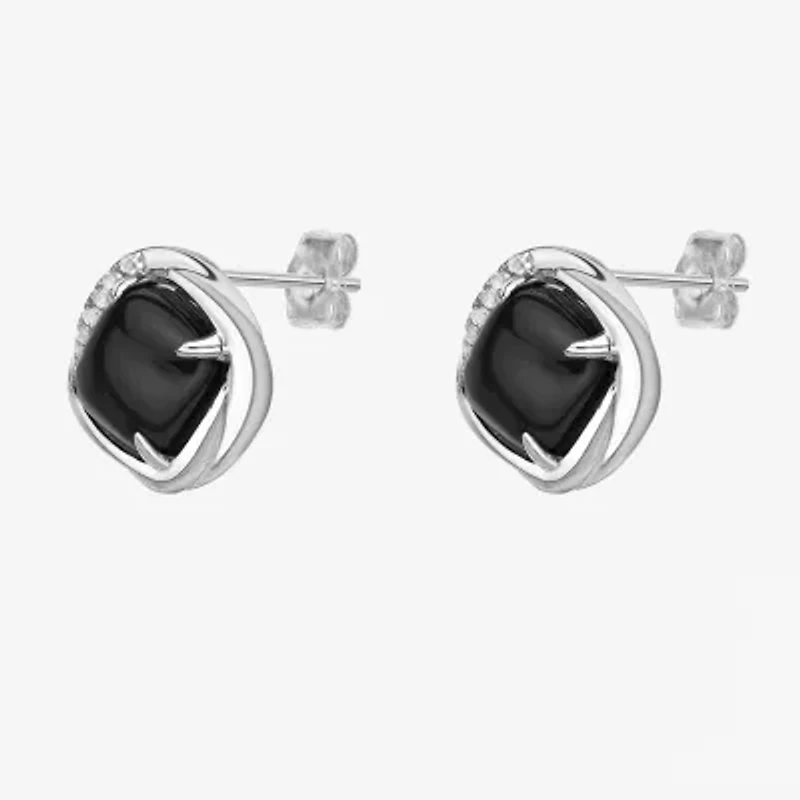 Genuine Black Onyx Sterling Silver 9mm Stud Earrings