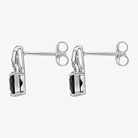 Womens Diamond Accent Genuine Black Onyx Sterling Silver Drop Earrings