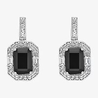 Womens Genuine Black Onyx Sterling Silver Drop Earrings