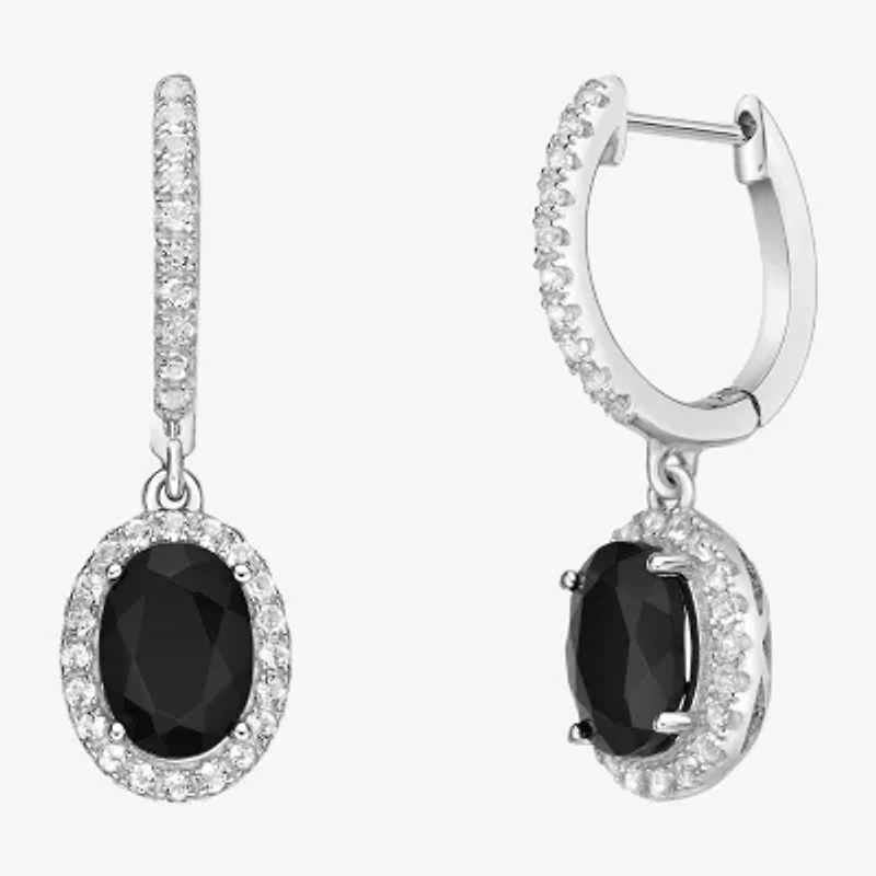 Womens Genuine Black Onyx Sterling Silver Drop Earrings