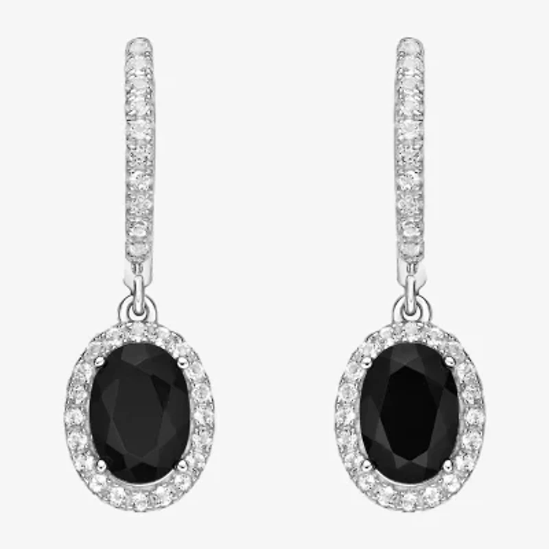 Womens Genuine Black Onyx Sterling Silver Drop Earrings