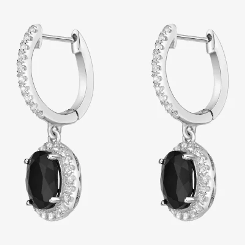 Womens Genuine Black Onyx Sterling Silver Drop Earrings