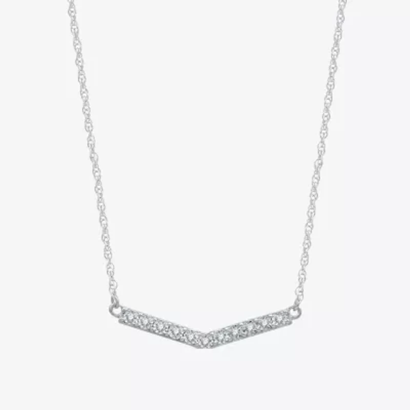 Yes, Please! Womens Diamond Sterling Silver 18 Inch Chevron Necklace