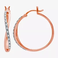 Yes, Please! Womens 1/10 CT. T.W. Natural Diamond 14K Gold Over Silver 26.4mm Hoop Earrings