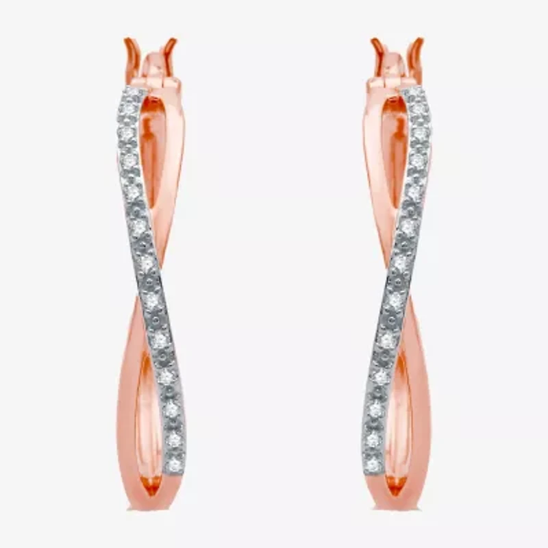 Yes, Please! Womens 1/10 CT. T.W. Natural Diamond 14K Gold Over Silver 26.4mm Hoop Earrings