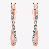 Yes, Please! Womens 1/10 CT. T.W. Natural Diamond 14K Gold Over Silver 26.4mm Hoop Earrings