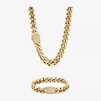 Mens Cubic Zirconia Stainless Steel 2-pc. Jewelry Set