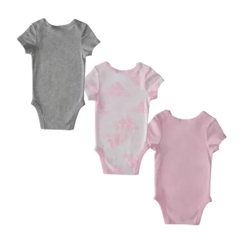 adidas Baby Girls Round Neck Short Sleeve Active 3-pc. Bodysuit