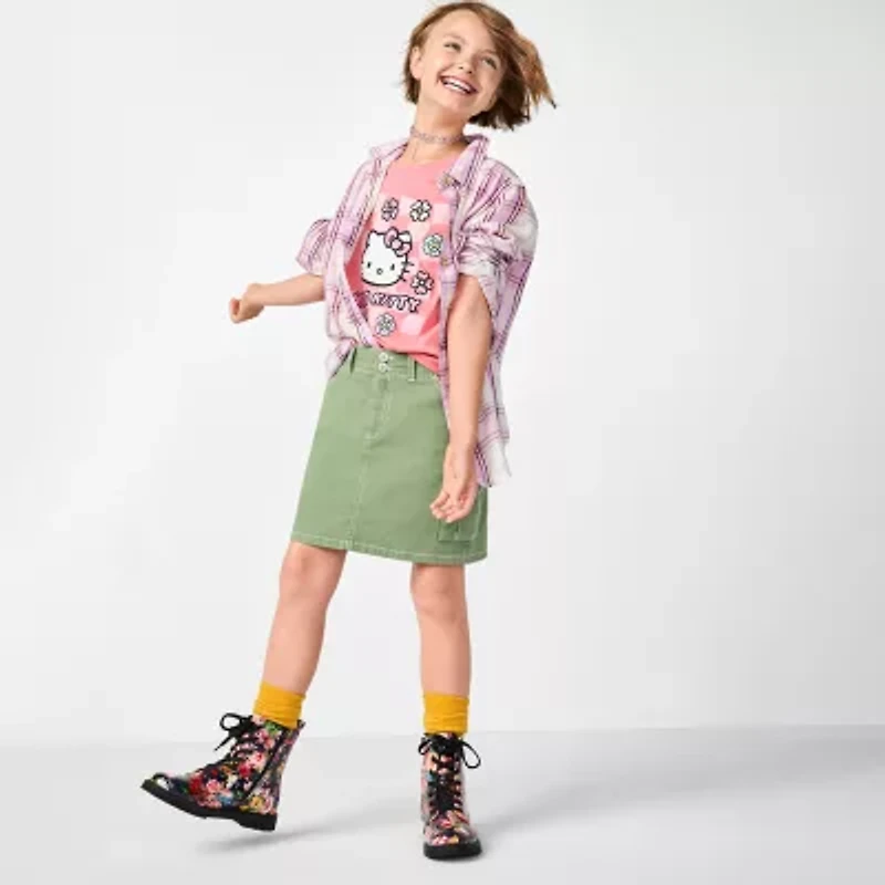 Thereabouts Little & Big Kid Girls Long Sleeve Cuffed Regular Fit Button-Down Shirt