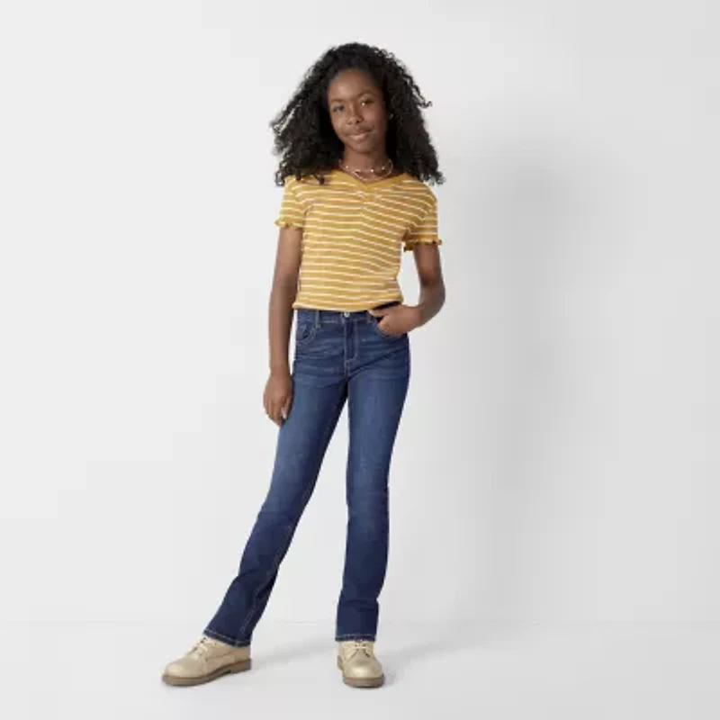 Thereabouts Little & Big Kid Girls Adjustable Waist Stretch Fabric Superflex Mid Rise Regular Fit Bootcut Jean