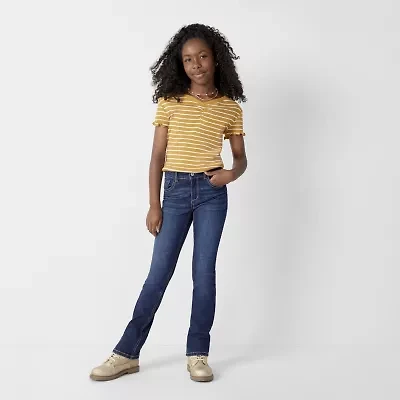 Thereabouts Little & Big Kid Girls Adjustable Waist Stretch Fabric Superflex Mid Rise Regular Fit Bootcut Jean