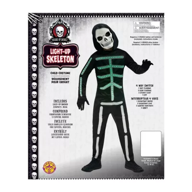 Little & Big Kid Boys Light-Up Skeleton 4-pc. Costume