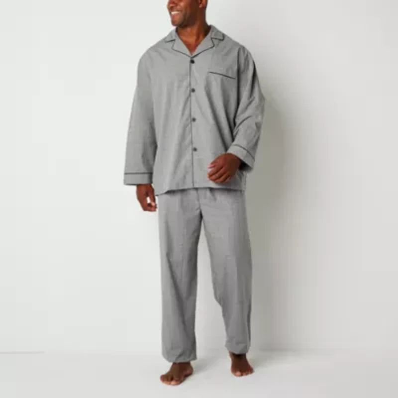Stafford Modal Mens Long Sleeve 2-pc. Big Pajama Sets