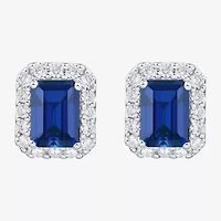 3/8 CT. T.W. Lab Created Blue Sapphire 10K White Gold 10.1mm Stud Earrings
