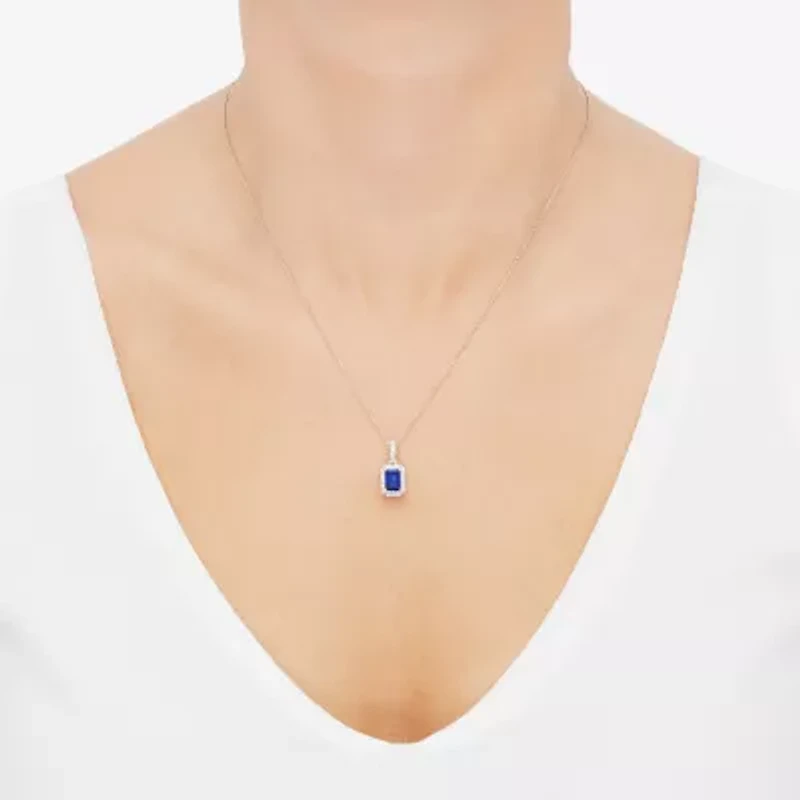 Womens Gemstone & 1/4 CT. T.W. Lab Grown Diamond 10K White Gold Pendant Necklace