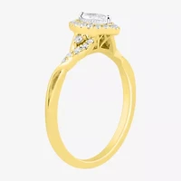 (H-I / Si1-Si2) Womens 1/3 CT. T.W. Lab Grown White Diamond 10K Gold Marquise Side Stone Halo Engagement Ring