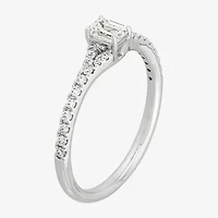 (H-I / Si1-Si2) Womens 1/2 CT. T.W. Lab Grown White Diamond 10K Gold Side Stone Engagement Ring