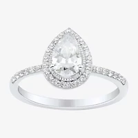 1 CT.T.W. Lab-Grown (H-I / SI1-SI2) Diamond Pear Side Stone Halo Engagement Ring 10K Gold