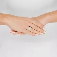 (H-I / Si1-Si2) Womens 2 CT. T.W. Lab Grown White Diamond 10K Gold Round Side Stone Engagement Ring