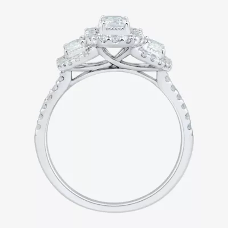 Love Lives Forever (H-I / Si1-Si2) Womens 1 CT. T.W. Lab Grown White Diamond 10K Gold Side Stone 3-Stone Engagement Ring
