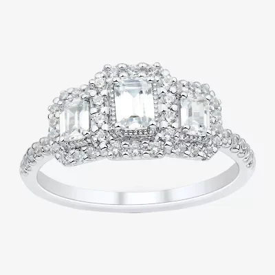 Love Lives Forever (H-I / Si1-Si2) Womens 1 CT. T.W. Lab Grown White Diamond 10K Gold Side Stone 3-Stone Engagement Ring