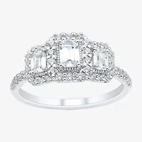 Love Lives Forever (H-I / Si1-Si2) Womens 1 CT. T.W. Lab Grown White Diamond 10K Gold Side Stone 3-Stone Engagement Ring