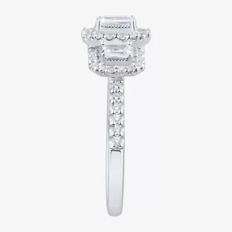 Love Lives Forever (H-I / Si1-Si2) Womens 1 CT. T.W. Lab Grown White Diamond 10K Gold Side Stone 3-Stone Engagement Ring
