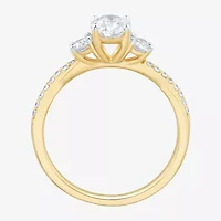 Love Lives Forever (H-I / Si1-Si2) Womens 1 CT. T.W. Lab Grown White Diamond 10K Gold Oval Side Stone 3-Stone Engagement Ring
