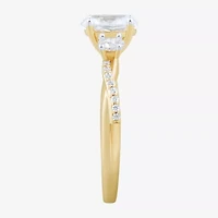 Love Lives Forever (H-I / Si1-Si2) Womens 1 CT. T.W. Lab Grown White Diamond 10K Gold Oval Side Stone 3-Stone Engagement Ring