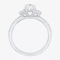 Love Lives Forever (H-I / Si1-Si2) Womens 1 CT. T.W. Lab Grown White Diamond 10K Gold Oval Side Stone 3-Stone Engagement Ring