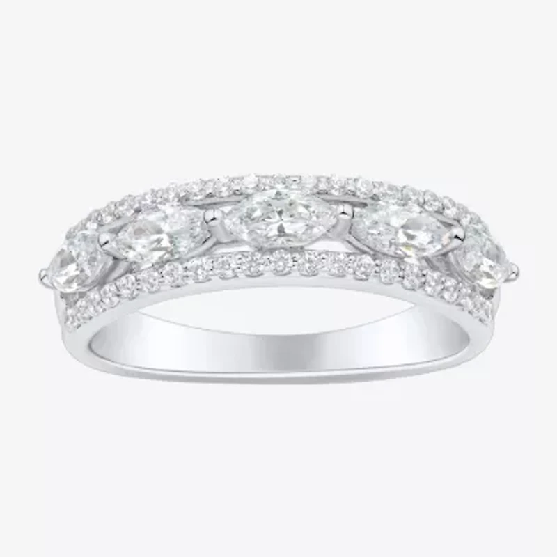 (H-I / Si1-Si2) Womens 1 CT. T.W. Lab Grown White Diamond 10K Gold Anniversary Band