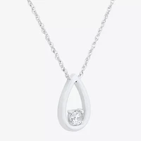 (Si1-Si2/ H-I) Womens 1/4 CT. T.W. Lab Grown White Diamond Sterling Silver Pear 18 Inch Pendant Necklace