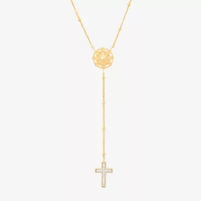 (Si1-Si2/ H-I) Womens White Diamond 14K Gold Over Silver 18 Inch Y Necklace