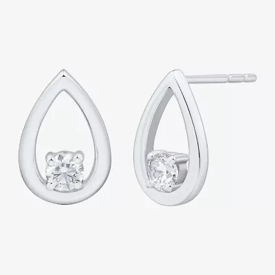(Si1-Si2/ H-I) 1/4 CT. T.W. Lab Grown White Diamond Sterling Silver Pear Stud Earrings