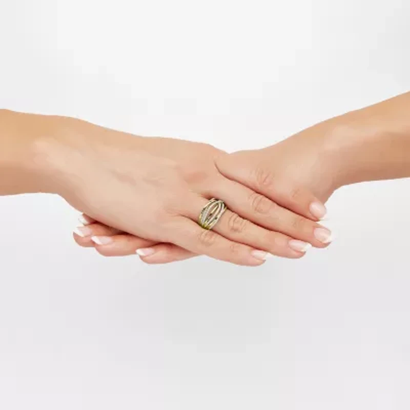 (H-I/ Si1-Si2) Womens 1/2 CT. T.W. Lab Grown White Diamond 14K Gold Over Silver Cocktail Ring