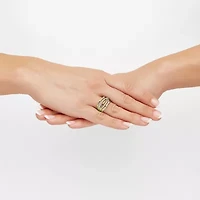 (H-I/ Si1-Si2) Womens 1/2 CT. T.W. Lab Grown White Diamond 14K Gold Over Silver Cocktail Ring