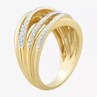 (H-I/ Si1-Si2) Womens 1/2 CT. T.W. Lab Grown White Diamond 14K Gold Over Silver Cocktail Ring