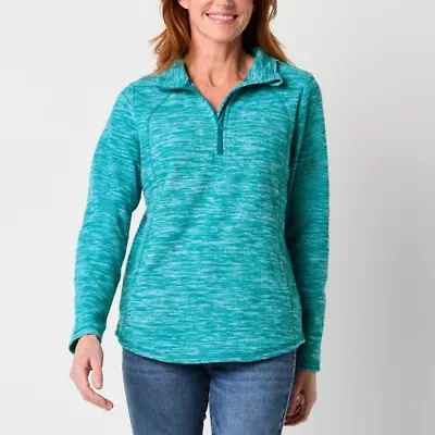 St. John's Bay Polar Fleece Womens Mock Neck Long Sleeve Sweatshirt