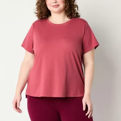 Xersion Womens Cotton Crew Neck Short Sleeve T-Shirt Plus