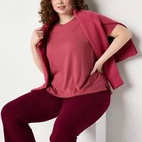 Xersion Womens Cotton Crew Neck Short Sleeve T-Shirt Plus