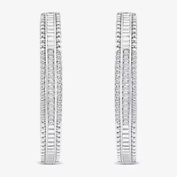 Limited Quantities! Womens 1/2 CT. T.W. Natural White Diamond 14K White Gold 29.2mm Hoop Earrings