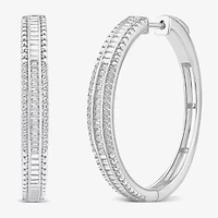 Limited Quantities! Womens 1/2 CT. T.W. Natural White Diamond 14K White Gold 29.2mm Hoop Earrings