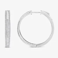 Limited Quantities! Womens 1/2 CT. T.W. Natural White Diamond 14K White Gold 29.2mm Hoop Earrings