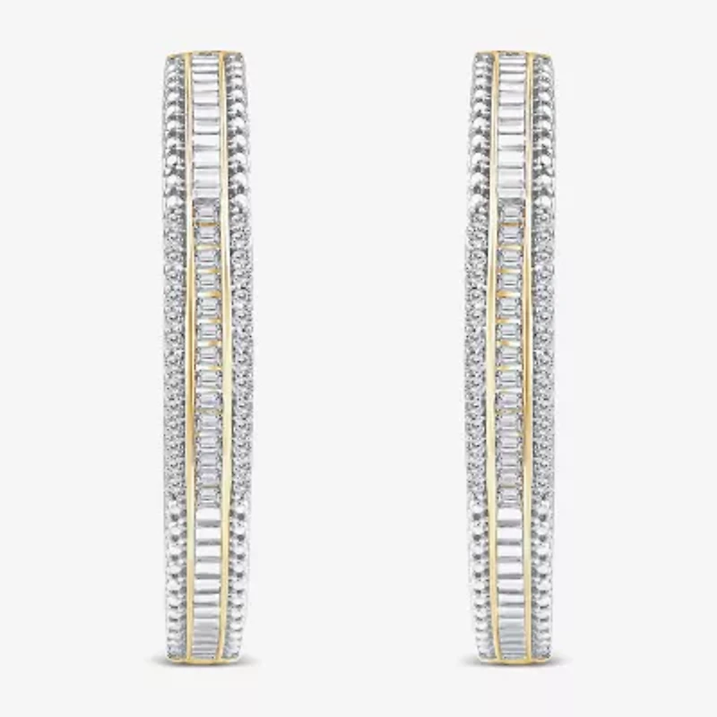 Limited Quantities! Womens 1/2 CT. T.W. Natural White Diamond 14K White Gold 29.2mm Hoop Earrings