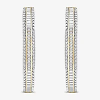 Limited Quantities! Womens 1/2 CT. T.W. Natural White Diamond 14K White Gold 29.2mm Hoop Earrings