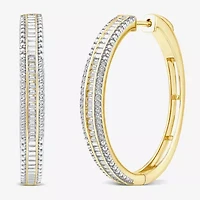 Limited Quantities! Womens 1/2 CT. T.W. Natural White Diamond 14K White Gold 29.2mm Hoop Earrings