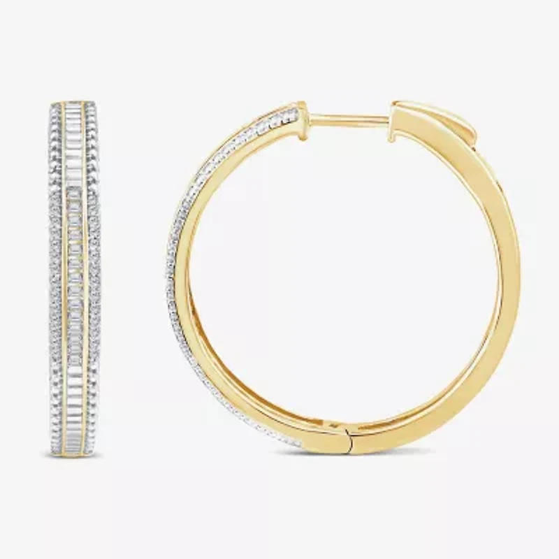Limited Quantities! Womens 1/2 CT. T.W. Natural White Diamond 14K White Gold 29.2mm Hoop Earrings